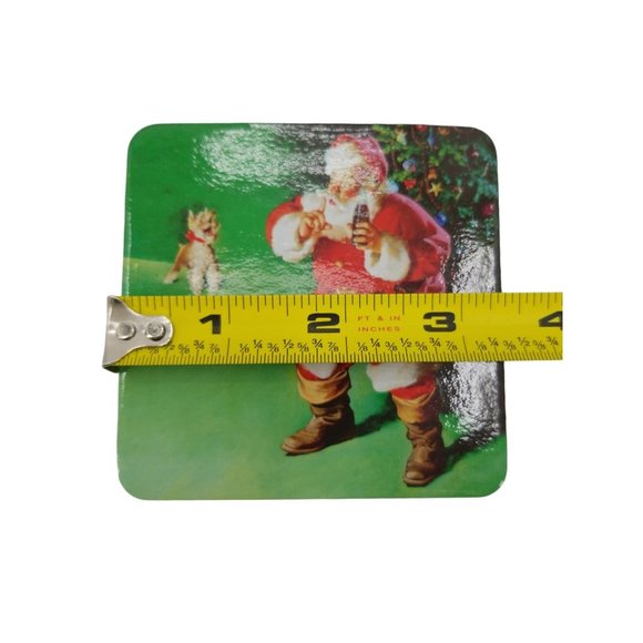 VTG Coca Cola Santa WIth Deer and Dog Coasters, Cork Back Set of 10 - Picture 8 of 10
